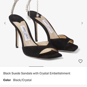 Jimmy Choo Black Suede Heels with Crystal Accents